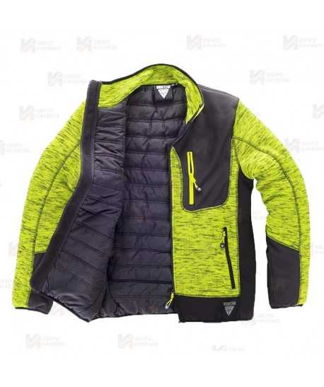 Chaqueta de punto acolchada combinada con tejido softshell