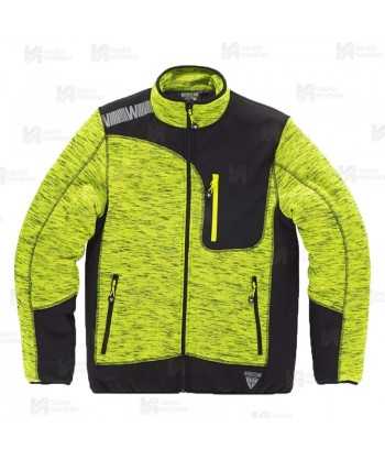 Chaqueta de punto acolchada combinada con tejido softshell