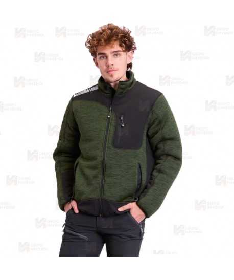 Chaqueta de punto acolchada combinada con tejido softshell