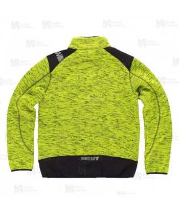 Chaqueta de punto combinada con tejido softshell color amarillo flúor y negro