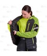 Chaqueta unisex con capucha, de punto, acolchada y con tejido softshell color amarillo flúor y negro