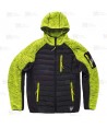 Chaqueta unisex con capucha, de punto, acolchada y con tejido softshell color amarillo flúor y negro