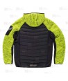 Chaqueta unisex con capucha, de punto, acolchada y con tejido softshell color amarillo flúor y negro