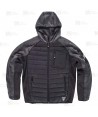 Chaqueta unisex con capucha, de punto, acolchada y con tejido softshell color gris oscuro y negro