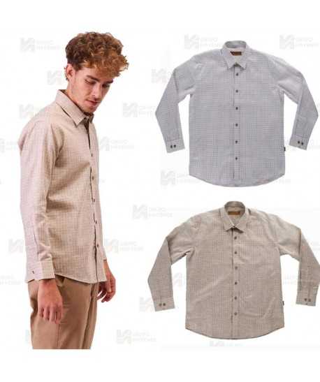 Camisa muy ligera a cuadros de cuello clásico de manga larga para hostelería