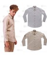 Camisa muy ligera a cuadros de cuello clásico de manga larga para hostelería