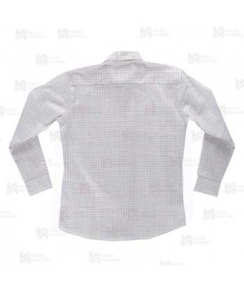 Camisa para mujer, muy ligera a cuadros, de cuello clásico de manga larga para hostelería