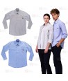 Camisa unisex a cuadros de cuello clásico de manga larga