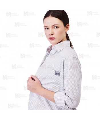 Camisa unisex a cuadros de cuello clásico de manga larga para hostelería