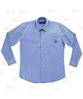 Camisa unisex a cuadros de cuello clásico de manga larga para hostelería