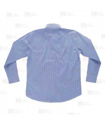 Camisa unisex a cuadros de cuello clásico de manga larga para hostelería