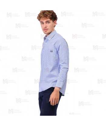 Camisa unisex a cuadros de cuello clásico de manga larga para hostelería