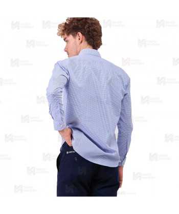 Camisa unisex a cuadros de cuello clásico de manga larga para hostelería