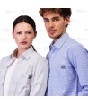 Camisa unisex a cuadros de cuello clásico de manga larga para hostelería