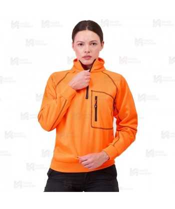 Sudadera de media cremallera alta visibilidad naranja flúor