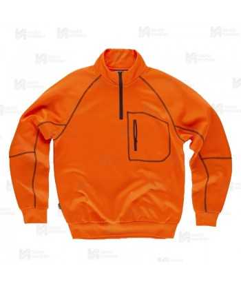 Sudadera de media cremallera alta visibilidad naranja flúor
