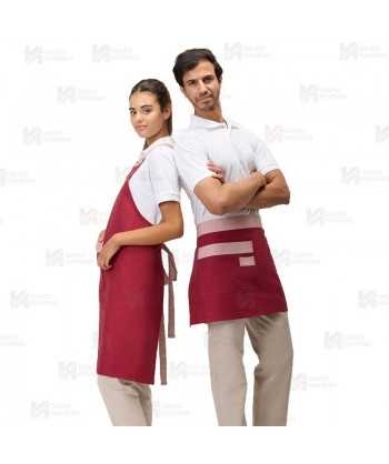 Moderno delantal francés para hostelería en tejido canvas combinado  70 x 40 cm