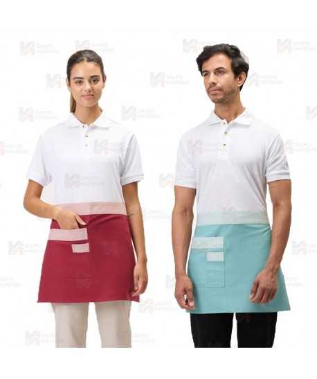 Moderno delantal francés para hostelería en tejido canvas combinado  70 x 40 cm