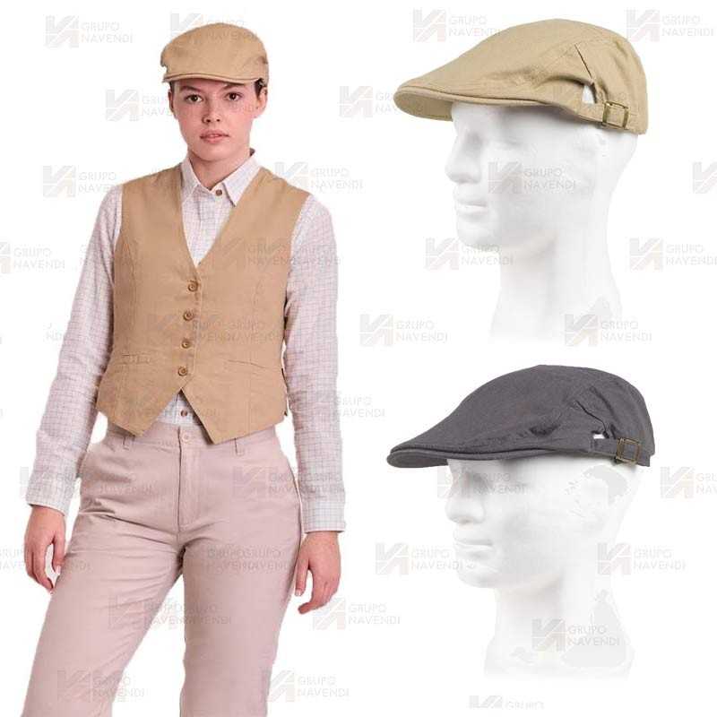 Boina inglesa en tejido canvas anti manchas color gris para hostelería