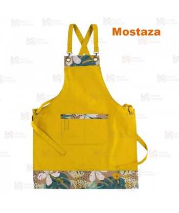 Delantal con peto en tejido canvas anti manchas de 68 x 88 cm