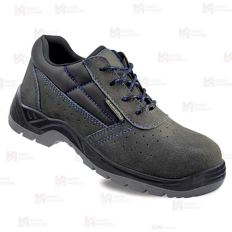 Zapato de serraje gris, económico de seguridad S1P SRC E A no metálico