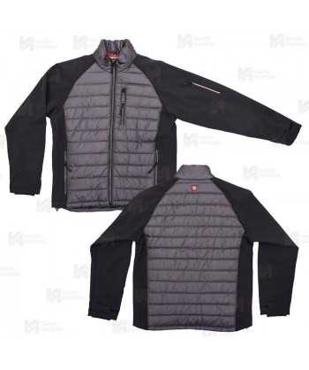 Chaqueta bicolor softshell acolchada tipo plumas color Gris y negro