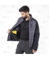 Chaqueta bicolor softshell acolchada tipo plumas color Gris y negro