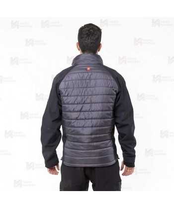 Chaqueta bicolor softshell acolchada tipo plumas color Gris y negro
