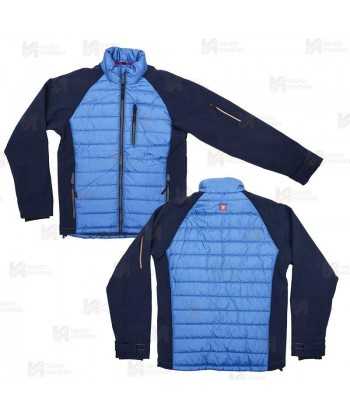 Chaqueta bicolor softshell acolchada tipo plumas color azul y azul marino