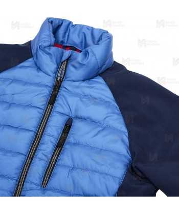 Chaqueta bicolor softshell acolchada tipo plumas color azul y azul marino