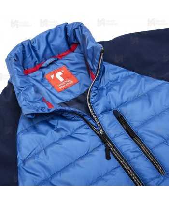 Chaqueta bicolor softshell acolchada tipo plumas color azul y azul marino