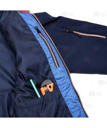 Chaqueta bicolor softshell acolchada tipo plumas color azul y azul marino