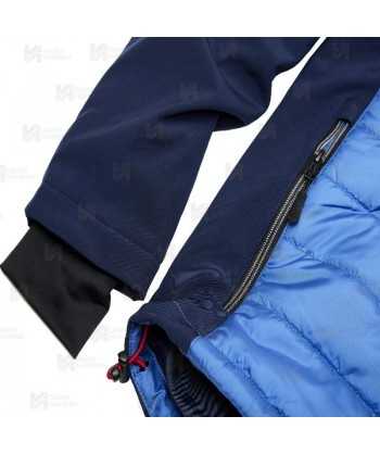 Chaqueta bicolor softshell acolchada tipo plumas color azul y azul marino