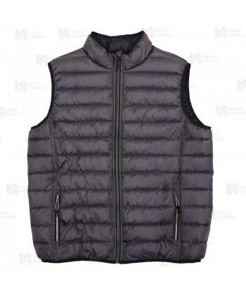 Chaleco reversible acolchado tipo plumas colores gris y negro