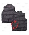 Chaleco reversible acolchado tipo plumas colores gris y negro