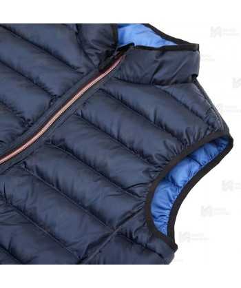 Chaleco reversible acolchado tipo plumas colores azulina y marino