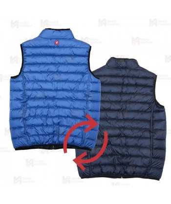 Chaleco reversible acolchado tipo plumas colores azulina y marino