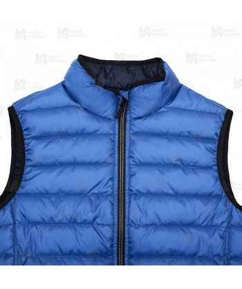 Chaleco reversible acolchado tipo plumas colores azulina y marino