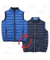 Chaleco reversible acolchado tipo plumas colores azulina y marino