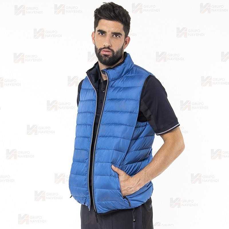 Chaleco reversible acolchado tipo plumas colores azulina y marino