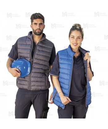 Chaleco reversible acolchado tipo plumas colores azulina y marino