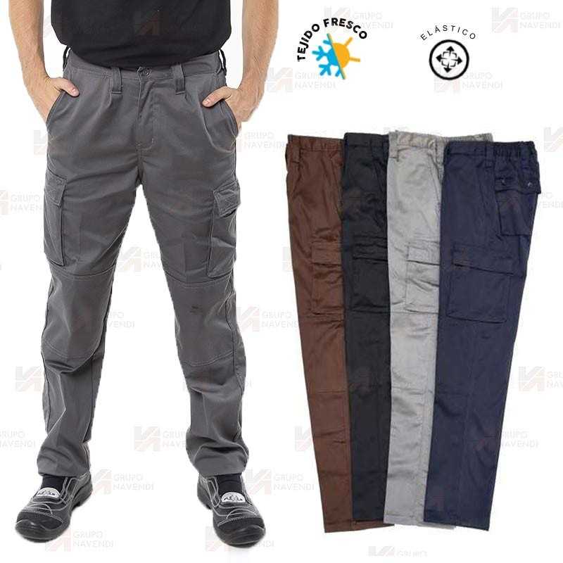Pantalones multibolsillos con refuerzos en tejido elástico
