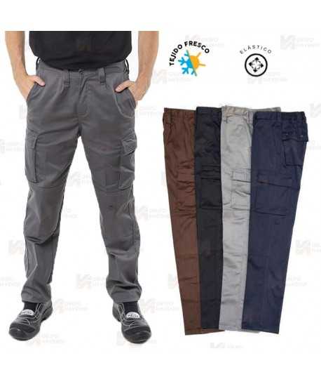 Pantalones multibolsillos con refuerzos en tejido elástico