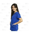 Casaca sanitaria antibacteriana de manga corta y bolsillos  color royal para Mujer