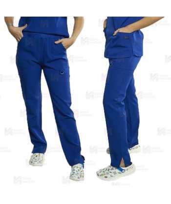 Pantalón sanitario antibacteriano, transpirable y con tejido elástico en color royal, para mujer