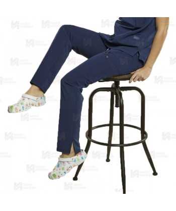 Pantalón sanitario antibacteriano, transpirable y con tejido elástico en color azul marino, para mujer