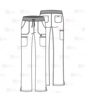 Pantalón sanitario antibacteriano, transpirable y con tejido elástico en color negro, para mujer