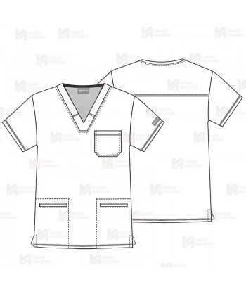 Casaca sanitaria antibacteriana de manga corta y bolsillos para hombre
