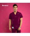 Casaca sanitaria color burdeos, antibacteriana de manga corta y bolsillos para hombre