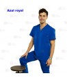 Casaca sanitaria color royal, antibacteriana de manga corta y bolsillos para hombre